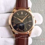 Swiss Replica Patek Moonphase Watch Rose Gold Brown Leather 40mm